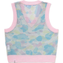 NEW MULTI CAMO METALLIC CROPPED KNIT VEST LADIES